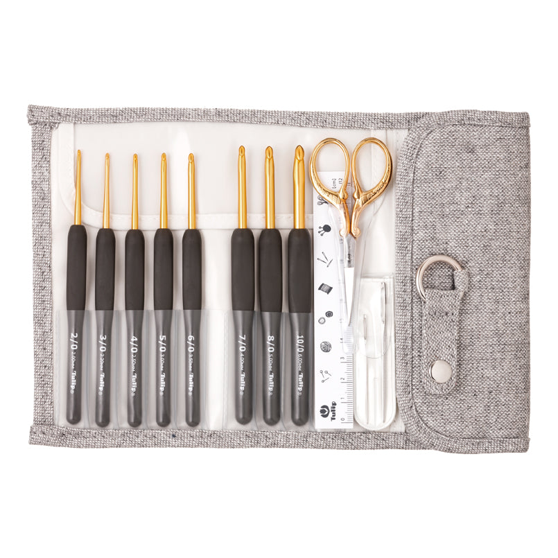 ETIMO Premium Gold Crochet Hook Set with Cushion Grip