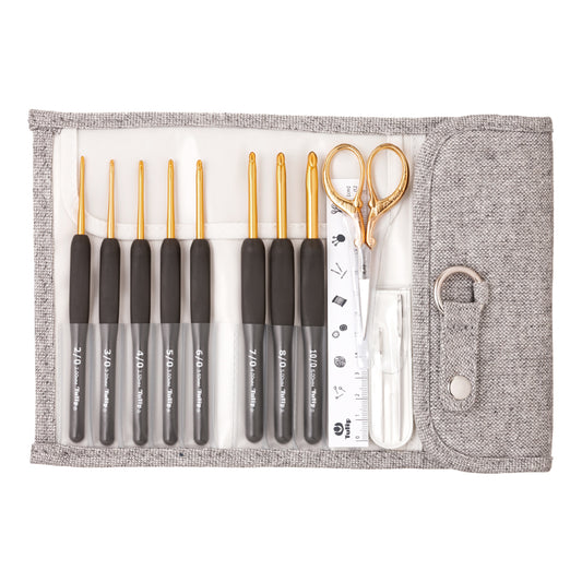 ETIMO Premium Gold Crochet Hook Set with Cushion Grip